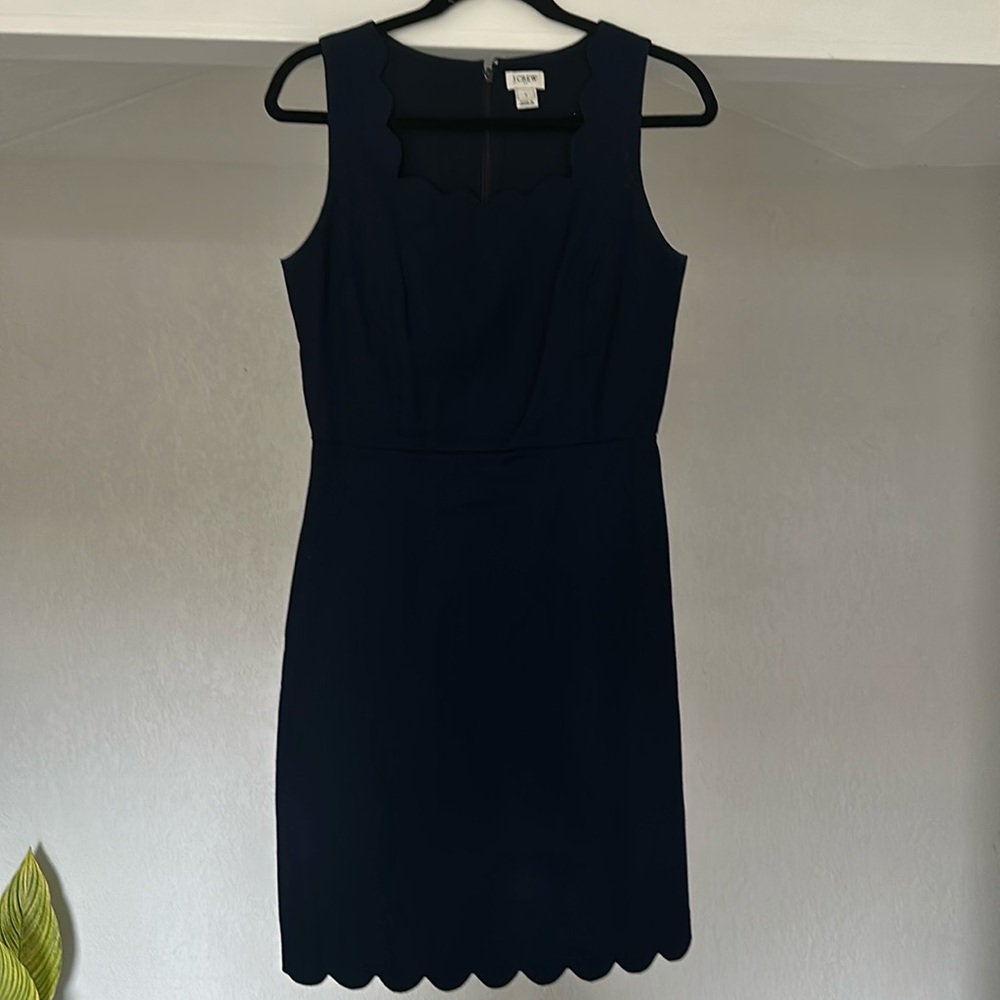 Jcrew navy scalloped dress